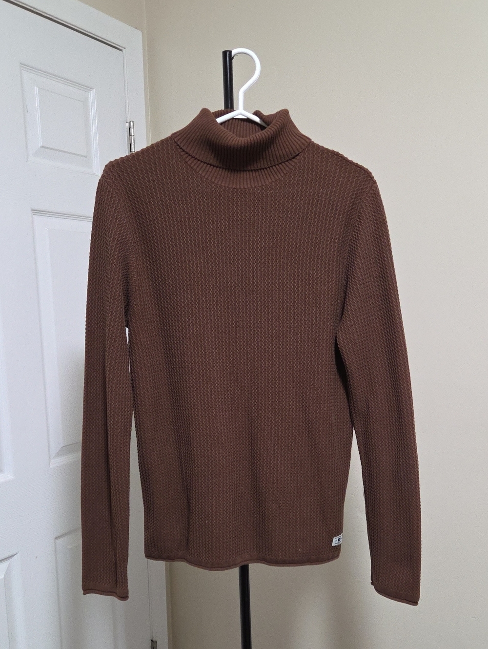 Jack and Jones Brown Turtleneck Waffle Knit Sweater